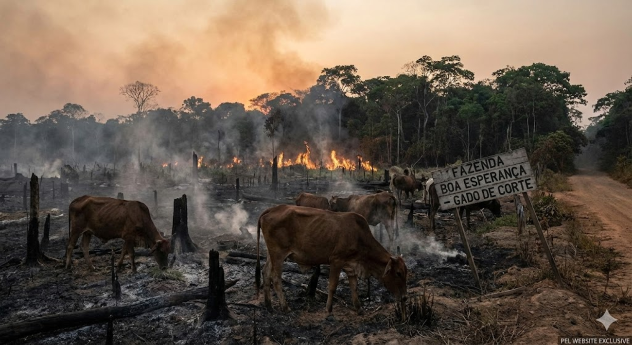 Slash and burn agriculture for cows in the Amazon Brazil