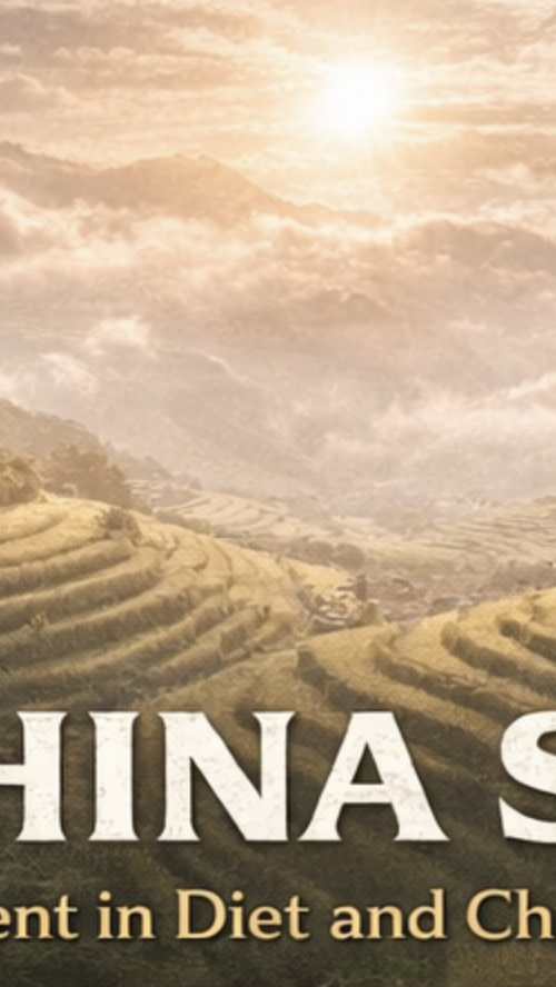  Name The China Study Banner with rural background and sunset